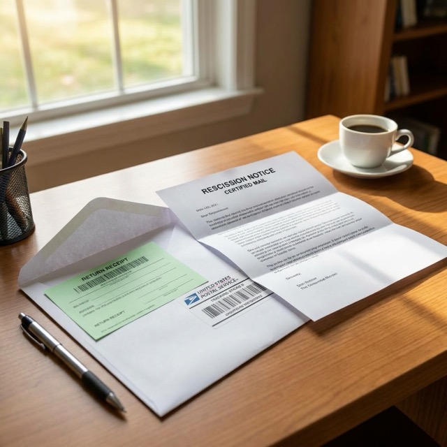 timeshare cancellation letter Alabama - certified mail rescission notice